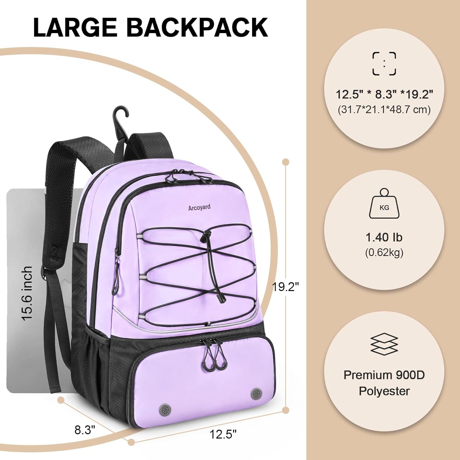Arcoyard Tennis Bag Holds 2 Rackets, Professional Tennis Bags for Women, Tennis Backpack with Ventilated Shoe Compartment