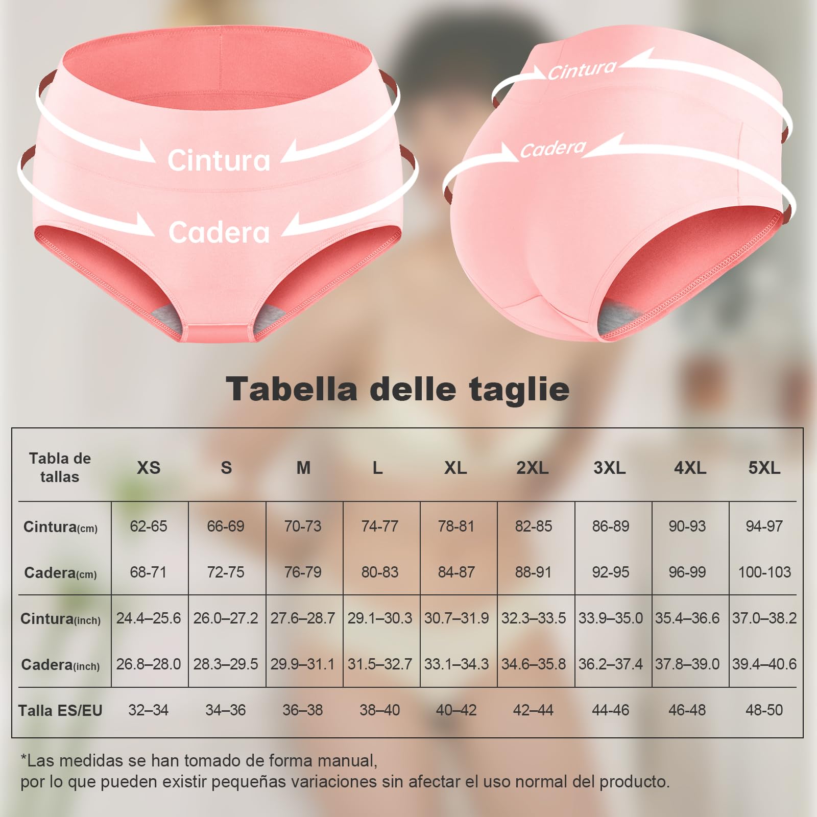 QINCAO Bragas Mujer, Pack de 6 — Bragas Mujer Cintura Alta Algodón, Transpirables y Suaves