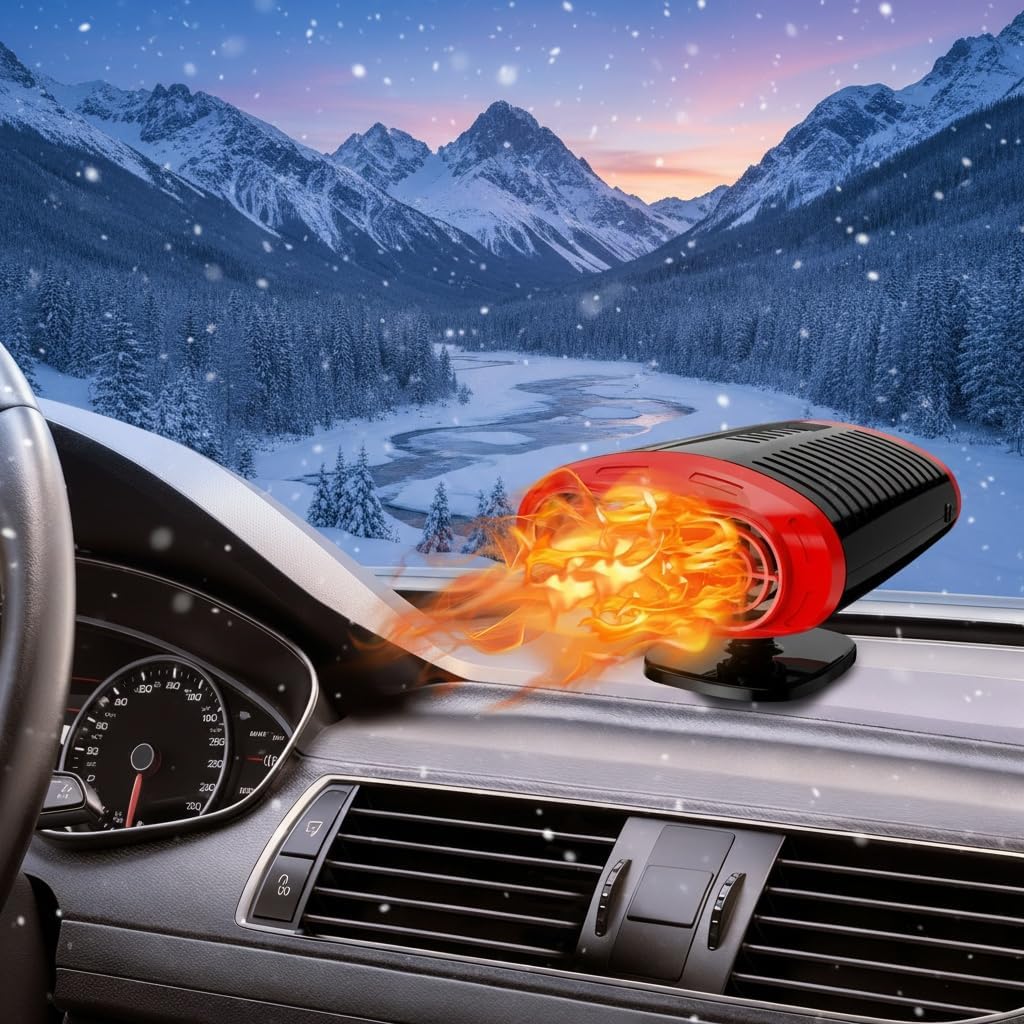 12V 15OW Portable Car Heater Fast Demisting Defroster,Automobile Car Heater Can Heat Rapidly inwith Heating CoolingAir Purify, 36ODegree Rotary Defroster Portable Car Heater (FF-11)