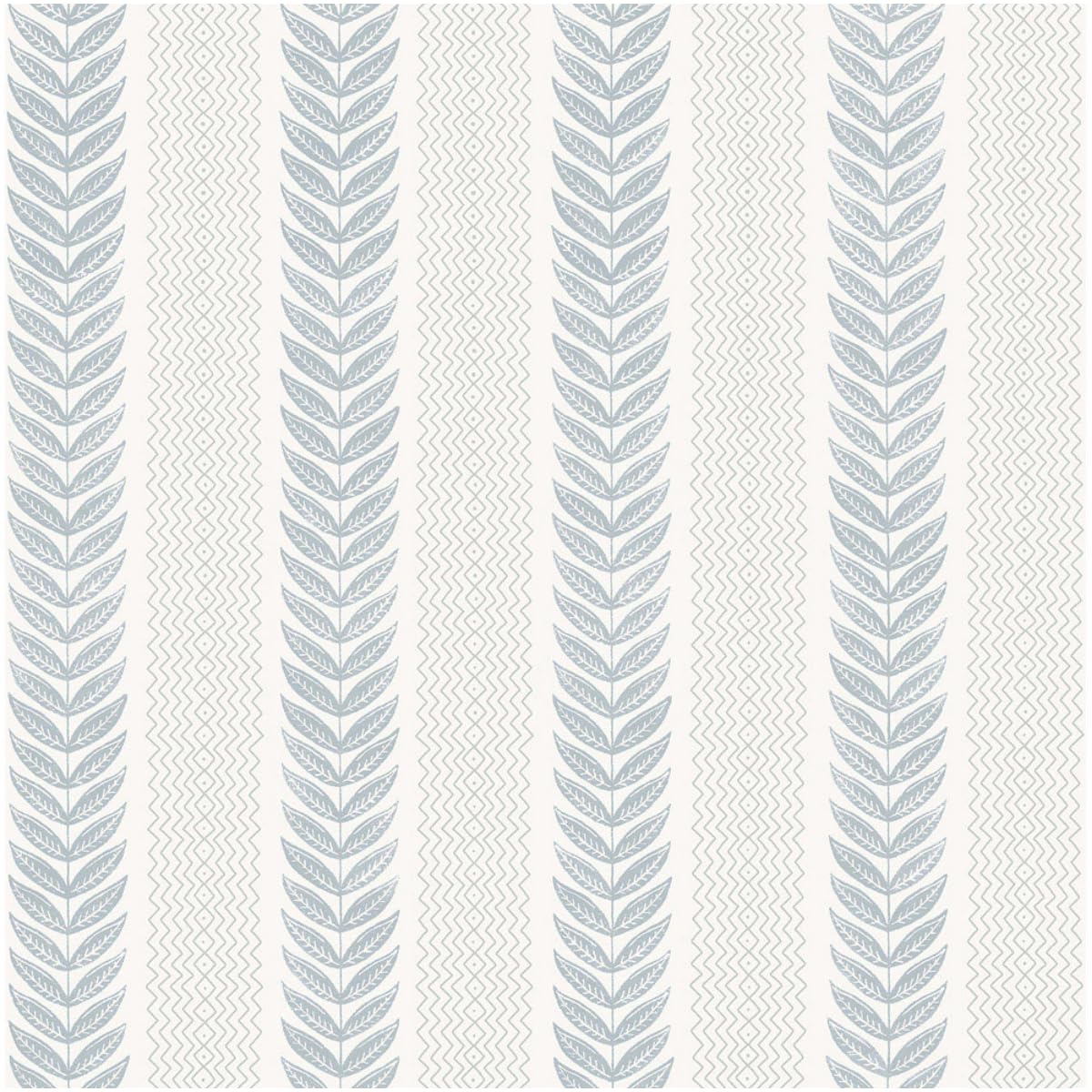 YöL Textured Wallpaper Blue Leaf Stripe Cream Smooth Matte Paper Washable Paste The Paper Wallcovering for Living Room Bedroom Hallway Study Feature Wall Home Decor