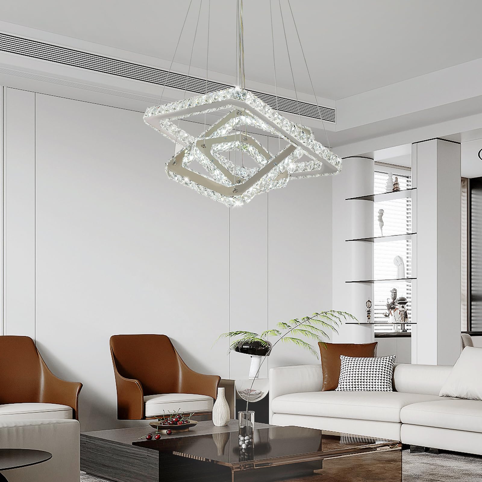 Amazon.com: diisunbihuo Square 3-Ring Crystal Chandelier