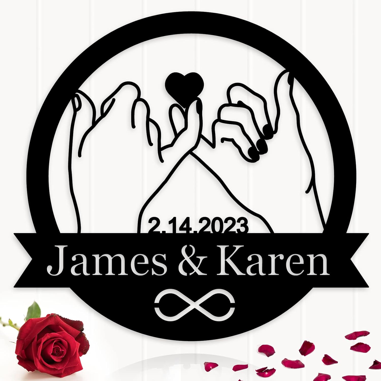 Personalized Couples Holding Hands Sign, Custom Infinity Signs, Valentine's Day Present, Personalized Name Sign, Wedding Present For Him Her Couple, Personalized Love Sign, Infinity Wall Decor