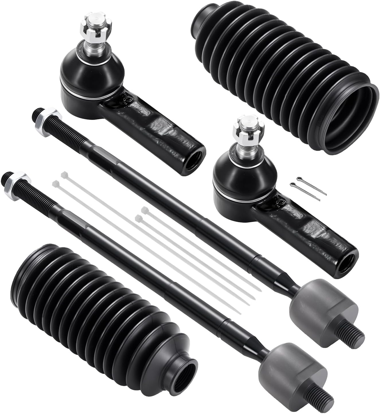 6-PC Tie Rod Ends Kits Compatible with Toyota Corolla 1985-2002,2xOuter ES2382,2xInner EV303,2xdust cover