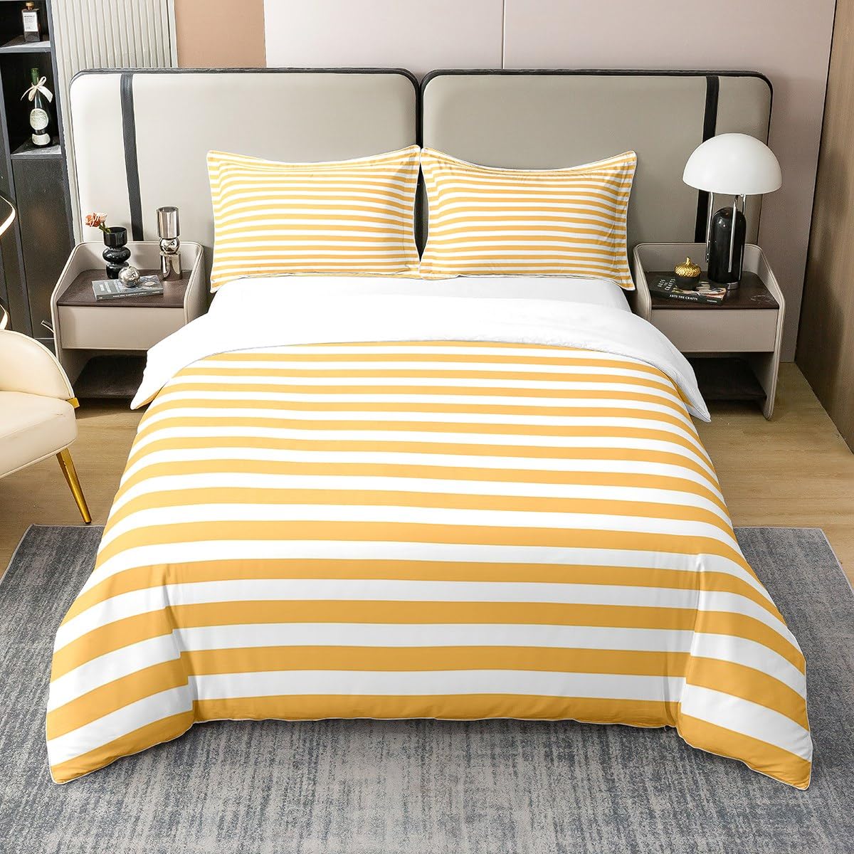 Parure de lit abstraite moderne jaune pour illuminer une chambre d'ado ou d'étudiant