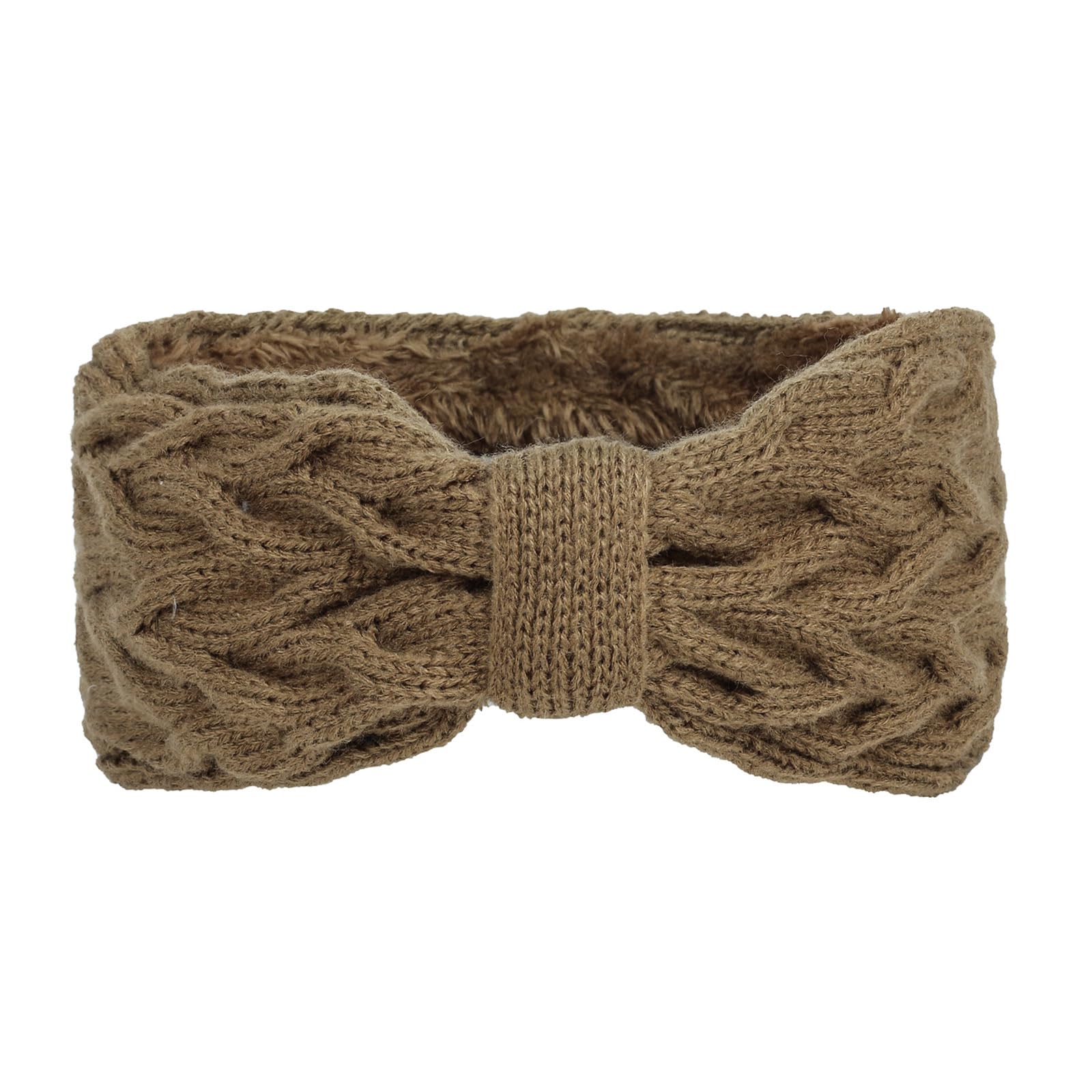 Fentency Fleece Lined Knit Headbands For Women Elastic Hairbands With Bows Comfortable Knitted Headwrap Ear Warmers For Winter