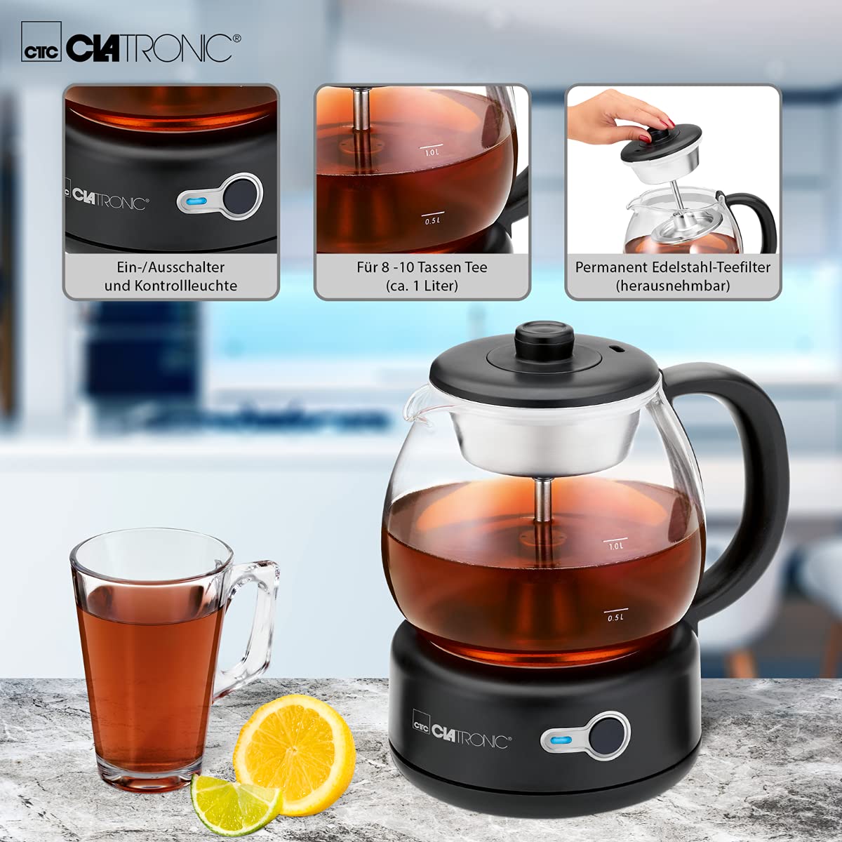 Clatronic TK 3715 noir Théière électrique 1,0L