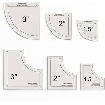 Traceease Drunkards Path Quilting Template Set 6 Pc Acrylic Ruler Kit 3, 2, 1.5 with 1/4 Seam Allowance 4mm Thick Clear Patchwork Templates for Precision Cutting & Sewing