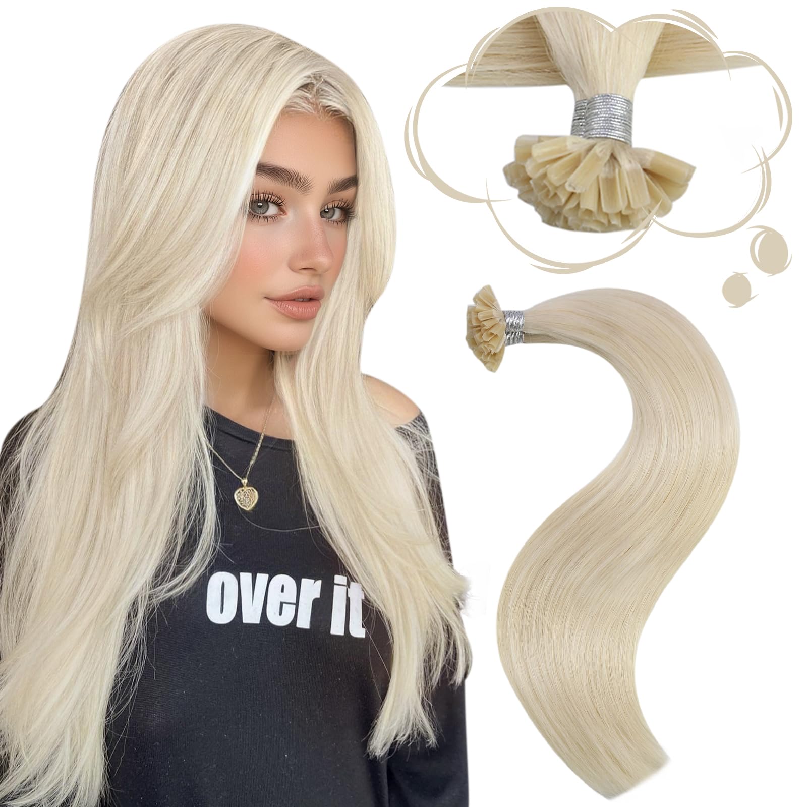 Moresoo Haarverlängerung Echthaar Bondings Extensions Echthaar Bondings