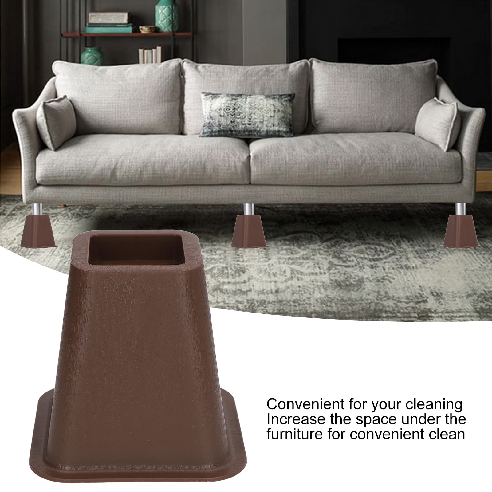 Paquete de 6 elevadores para Muebles |La veta de Madera Antideslizante agrega 2 Pulgadas de Altura |Elevadores de Cama apilables para sofá/Escritorio/Silla |Las Esquinas