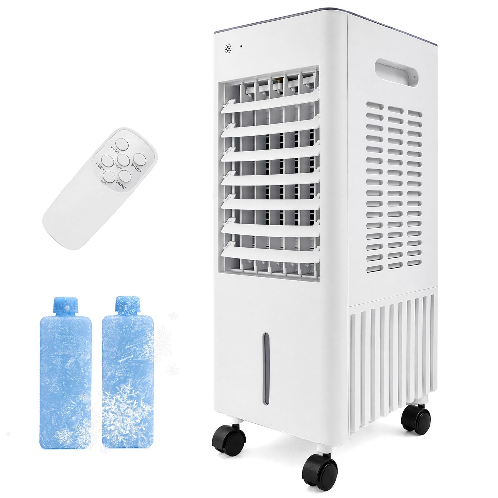 Portable Air Cooler 12L,4-in-1 Evaporative Cooler and Humidifier,Ventless Air Conditioning Unit for Bedroom,Quiet Room Cooler with Remote Control,2 Ice Boxes,3 Speeds with Timer Function