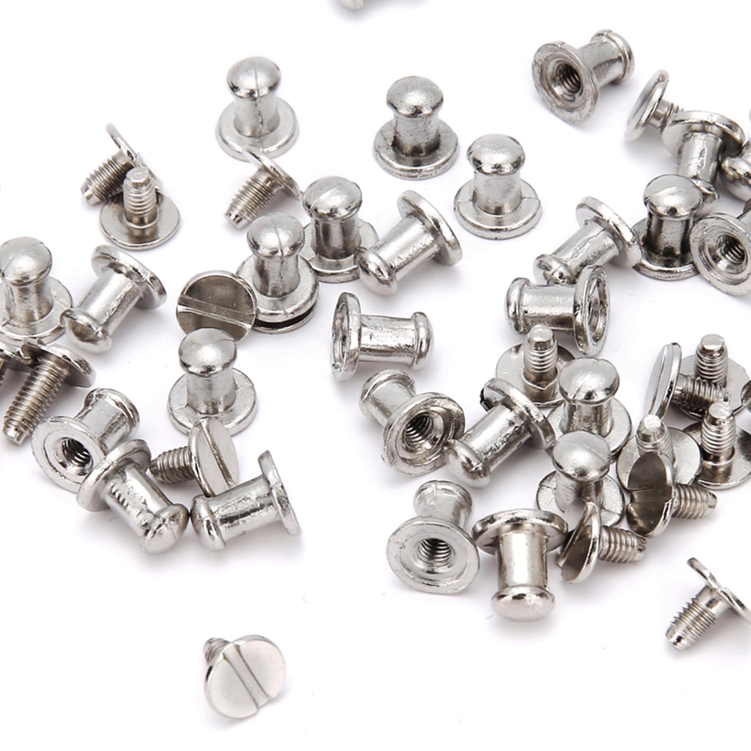 RUBYCA 500 Sets silberfarbene Knopfspitzen und Nieten aus Metall mit Schraubverschluss für Lederhandwerk DIY 8 mm x 8 mm