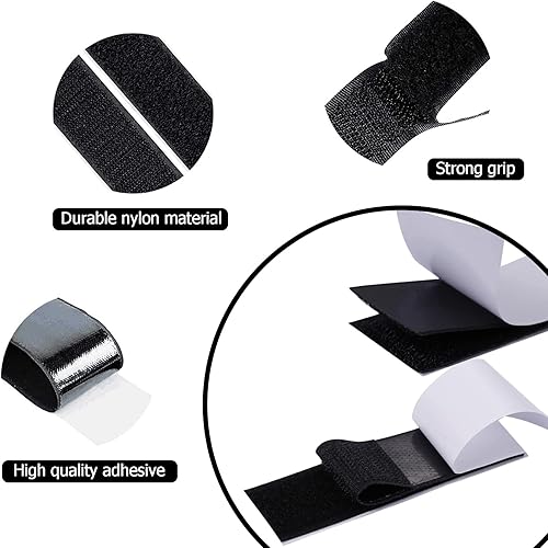 Miniatura 3 de Cinta de gancho y bucle, tiras de 2 x 4 pulgadas con cierre adhesivo en la parte posterior, 20 juegos de sujetadores de cinta resistente para