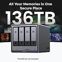 Vista 3 de UGREEN NAS DXP4800 Plus NASync de escritorio de 4 bahías, CPU Intel Pentium Gold 8505 de 5 núcleos, 8 GB DDR5 RAM, 128G SSD, 1 x 10GbE, 1 x 2.5GbE