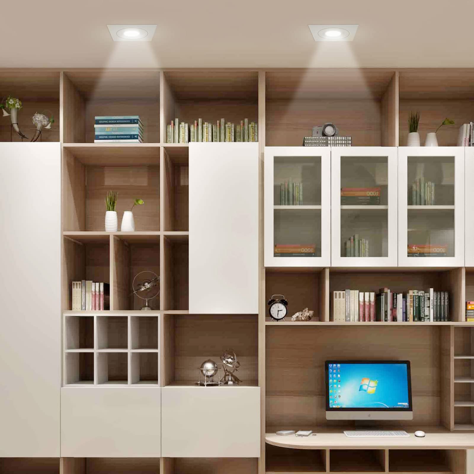 ENUOTEK 12W Regulable Lampara Foco Downlight LED, Orientable Cuadrado Empotrable Techo, CCT 3000K 4000K 5000K Ajustable, Agujero de Techo Diámetro 120-130MM Lot de 1