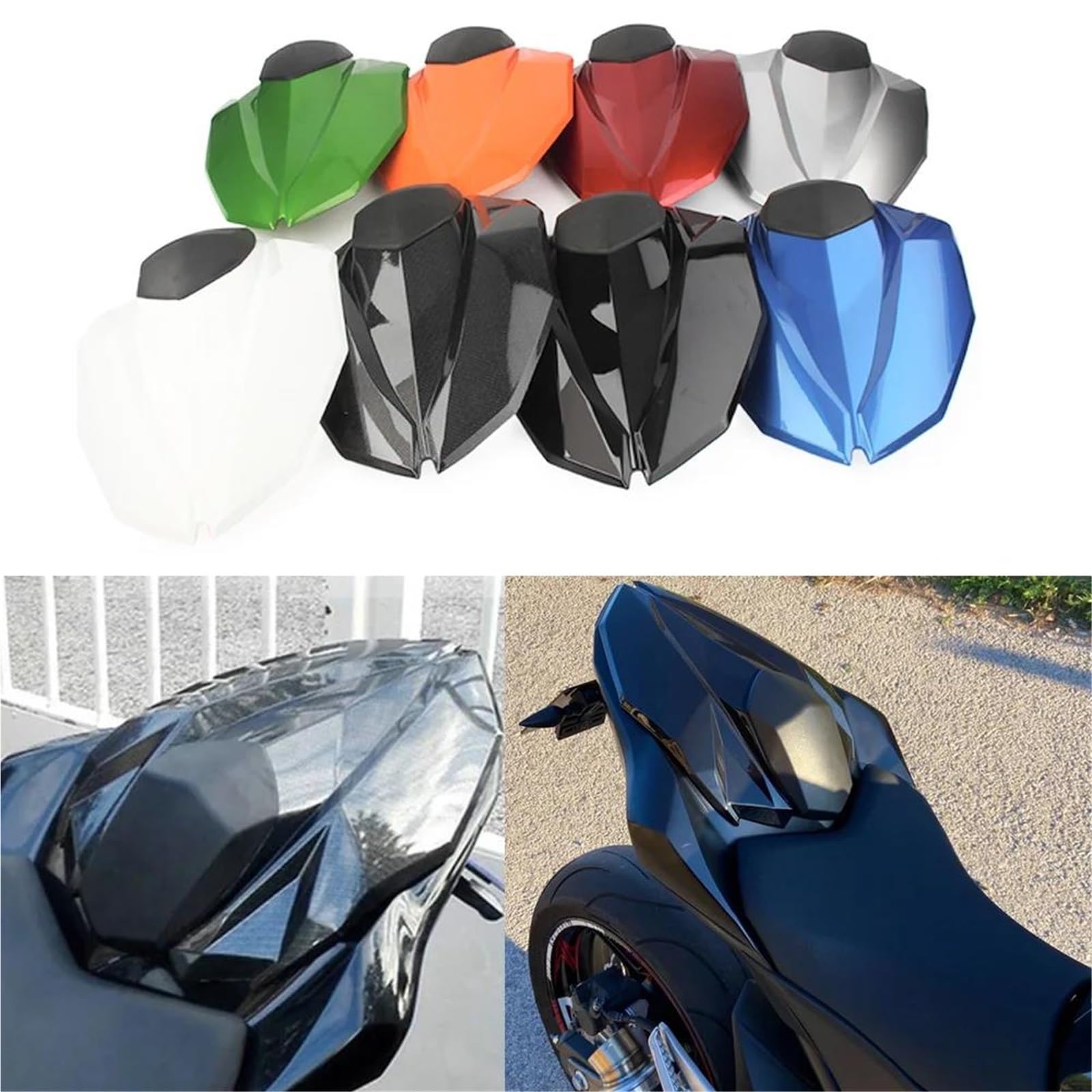 Cubierta De Asiento Trasero para Motocicleta para Kawasaki para Ninja para Z800 (2012-2020) Colín Monoplaza Cubierta De Asiento del Pasajero Cubierta De Carenado(Verde)