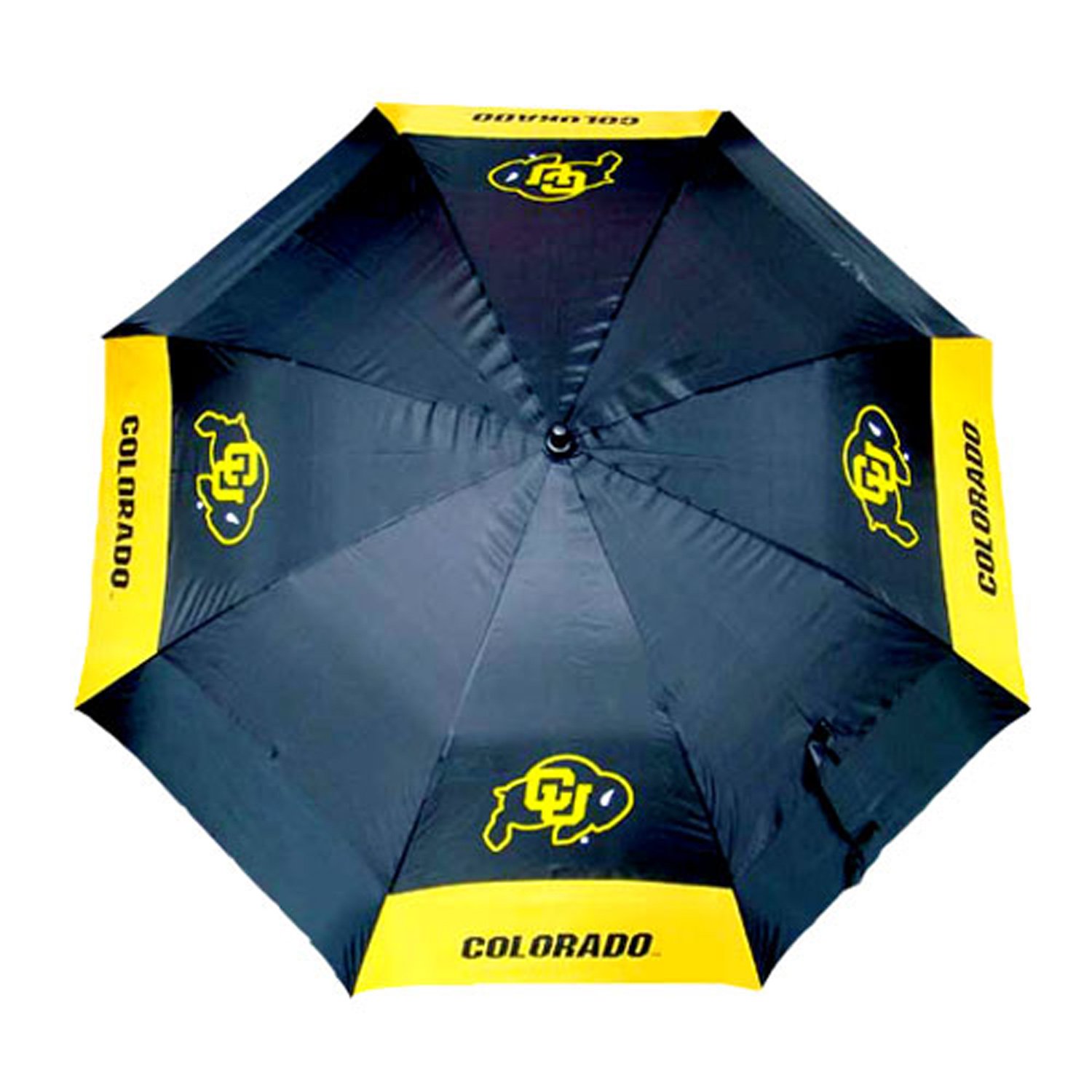 Team Golf NCAA Colorado Buffaloes Golf Umbrella 62" Golf Umbrella with Protective Sheath, Double Canopy Wind Protection Design, Auto Open Button