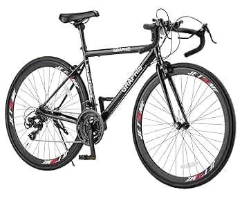 GRAPHIS ロードバイク ホワイト/レッド GRAPHIS（自転車） ロードバイク 700x28C シマノ 21段変速 補助