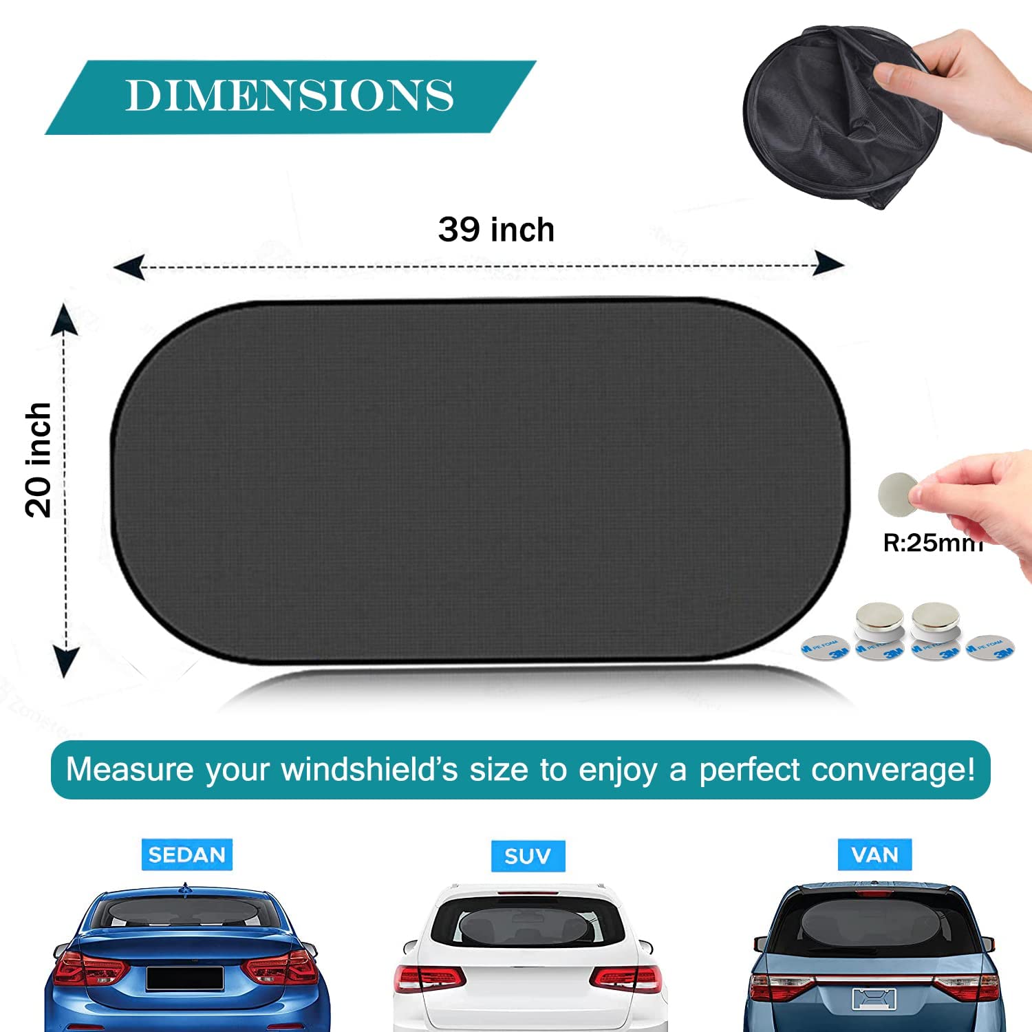 5-Piece Car Side And Rear Window Sun Shade Mesh Screen – UV Protection, Baby Safe, Foldable