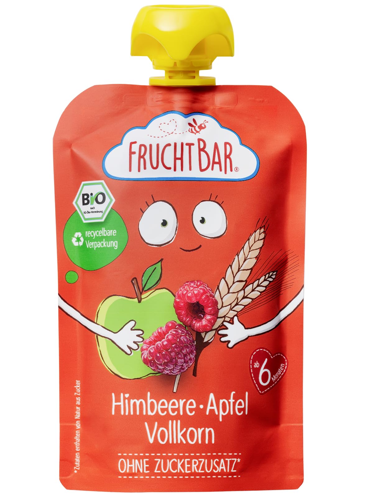 FruchtBar-Bio Quetschie, 24 Stk. Mix, 3 verschiedene Sorten, Fruchtpüree für Babys ab 6 Monaten & Kinder (Bio Quetschie Mix mit Getreide)