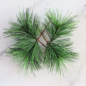IDOXE Artificial Green Pine Needles Branches-Small Pine Twigs Stems Picks-Fake Greenery Pine Picks for Christmas Garland Wreath Embellishing and Home Holiday Garden Decoration 30, 4inch