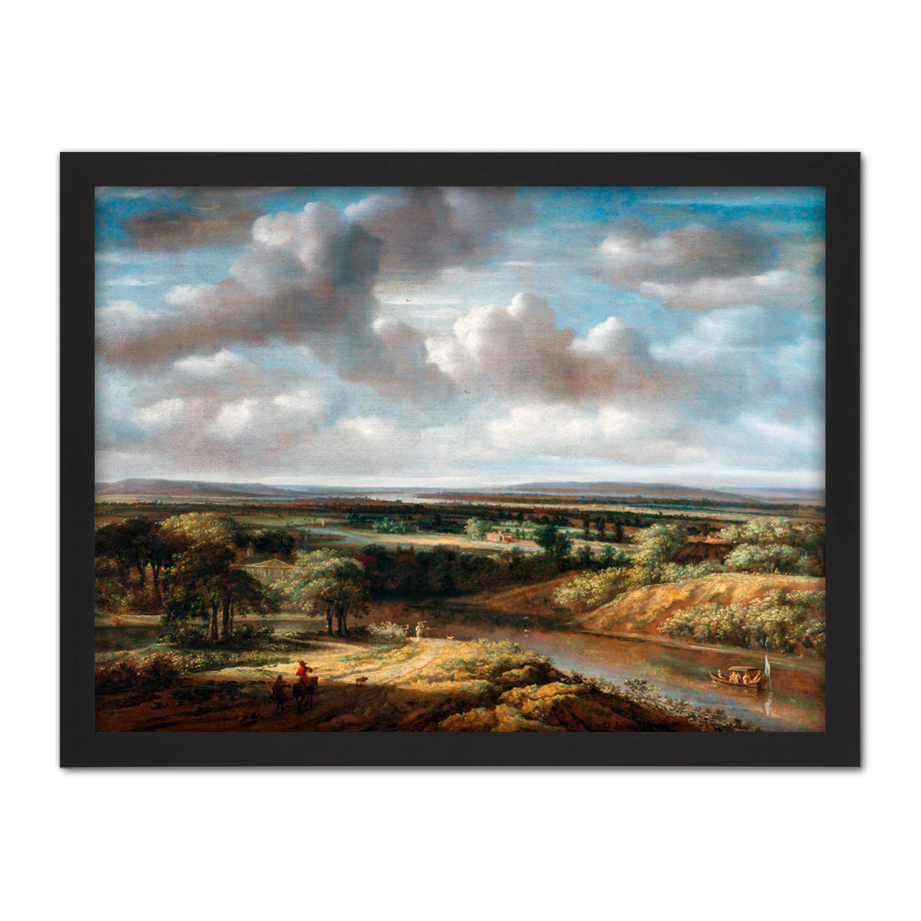 Artery8 Philips Koninck River Landscape Painting Artwork Framed Wall Art Print 18X24 Inch