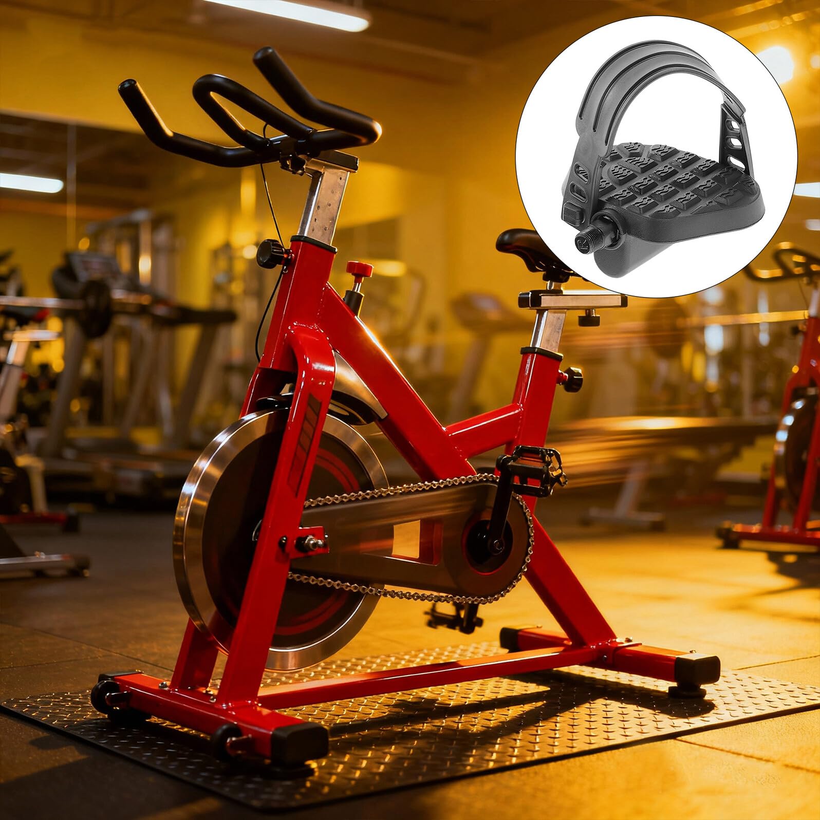 Pedales para Bicicleta Estática Antideslizantes 9/16 de Plataforma Ancha con Correas Ajustables Repuestos para Bicicleta de Interior Accesorios para Ciclismo y Ejercicio Casa 4