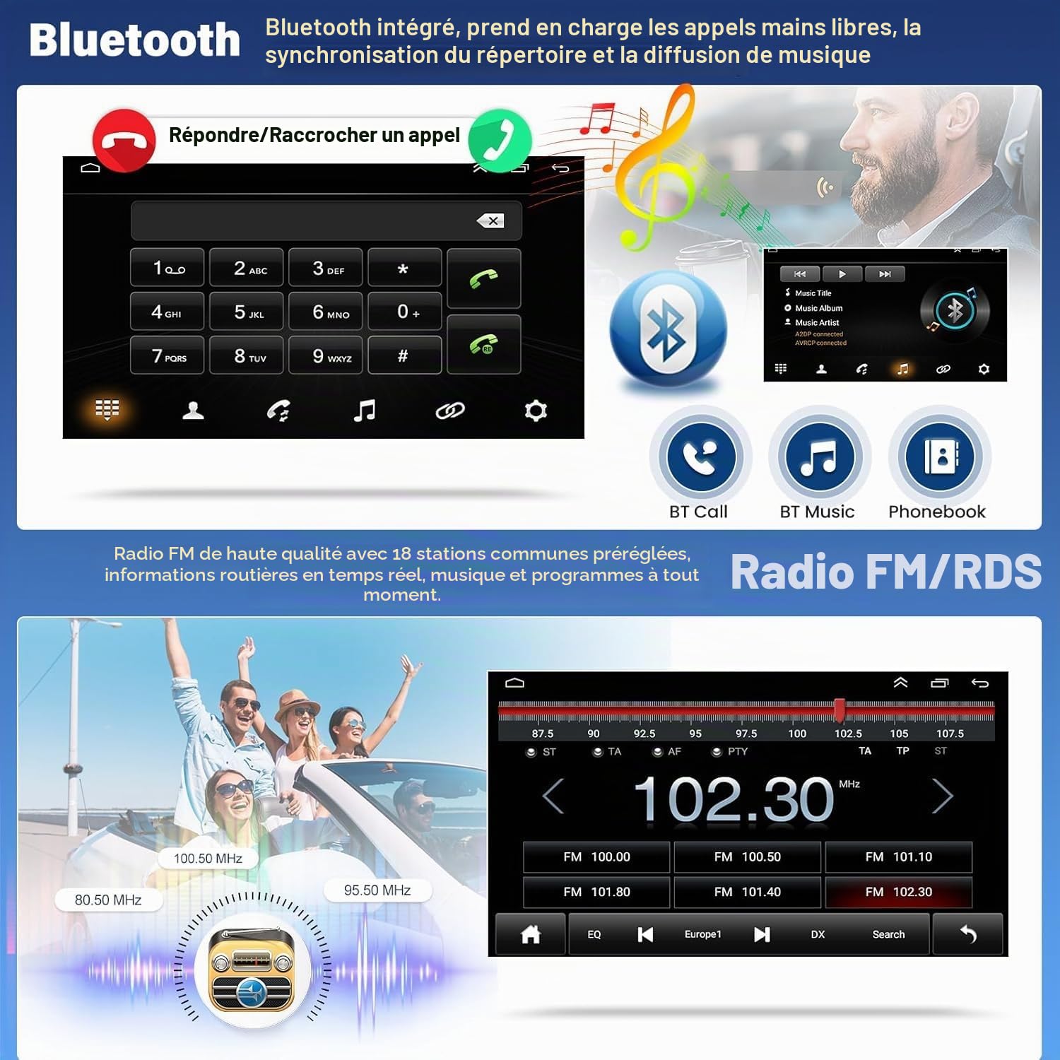 4+64G Android 14 Autoradio Compatible avec Mercedes Benz SLK (2004-2011) avec CarPlay Android Auto Navigation GPS 9 Pouces 2 DIN Radio avec Wi-FI Bluetooth Caméra AHD et Microphone