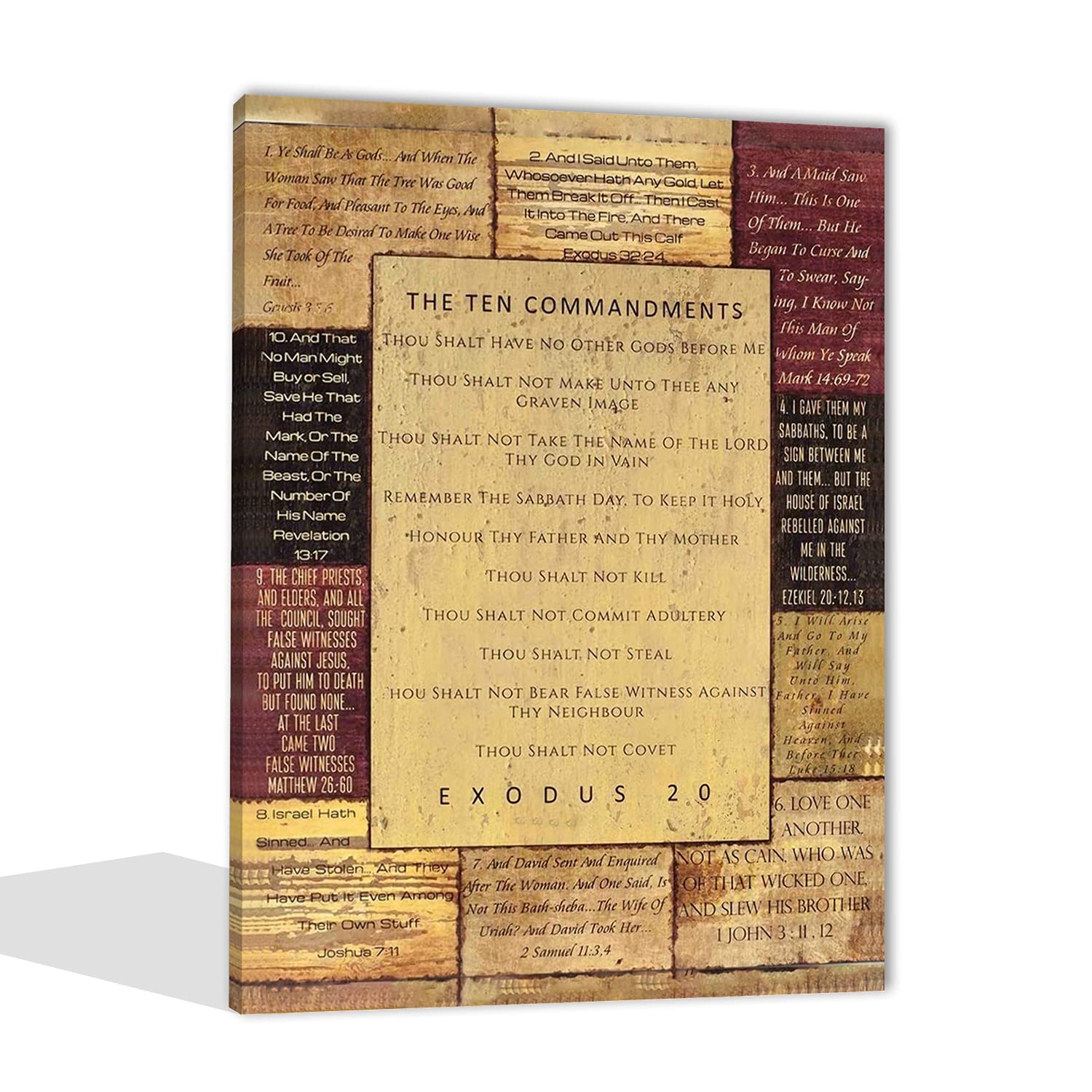 JDKWAY Spirit & Truth Home Decor The Ten Commandments Wall Art Bible 10 Religious Framed Art Print Wall Décor Picture Inspirational Christian for Home Kitchen Wall Decoration 8x12 Inch