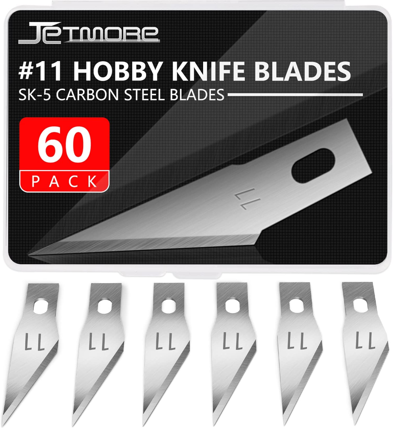 60 Pack Hobby Blades, #11 Precision Replacement Craft Hobby Knife Blades Refills, Hobby Knife Blade Refills for Art, Craft, Scrapbooking, Cutting, Carving