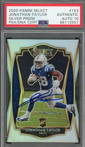 Jonathan Taylor 2020 Panini Select Silver Prizm Rookie Card #153 Auto PSA 10 C