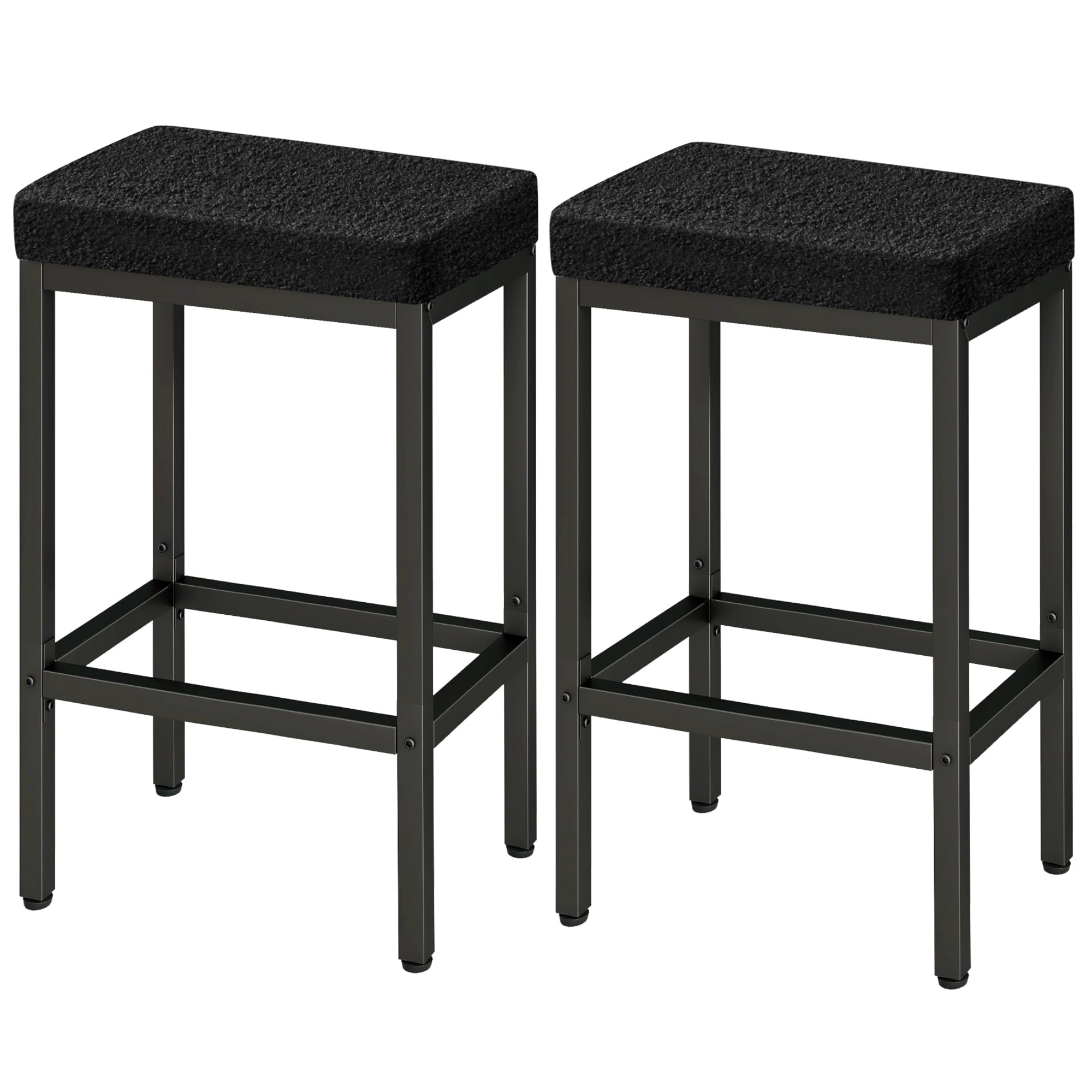 YMYNY 66 cm Tabourets Bar Lot de 2 Métal Tissu, Noir HBS514B