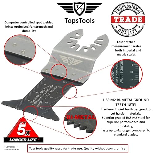 Miniatura 5 de 20 cuchillas TopsTools FAK20 de ajuste rápido OMT de mezcla compatibles con Dewalt Bosch Fein (no StarLock) Makita Milwaukee Craftsman Chicago Ryobi