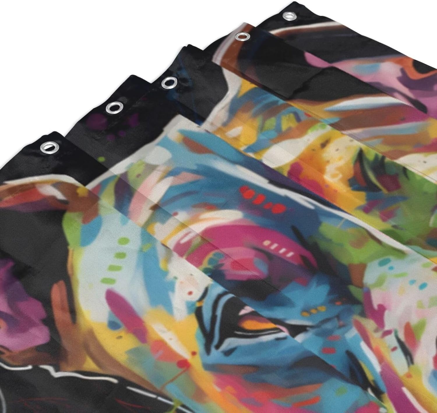 Pitbull Florescent Dog Shower Curtain, Bathroom Curtain Waterproof Polyester Fabric with 12 Hooks 60" x 72"