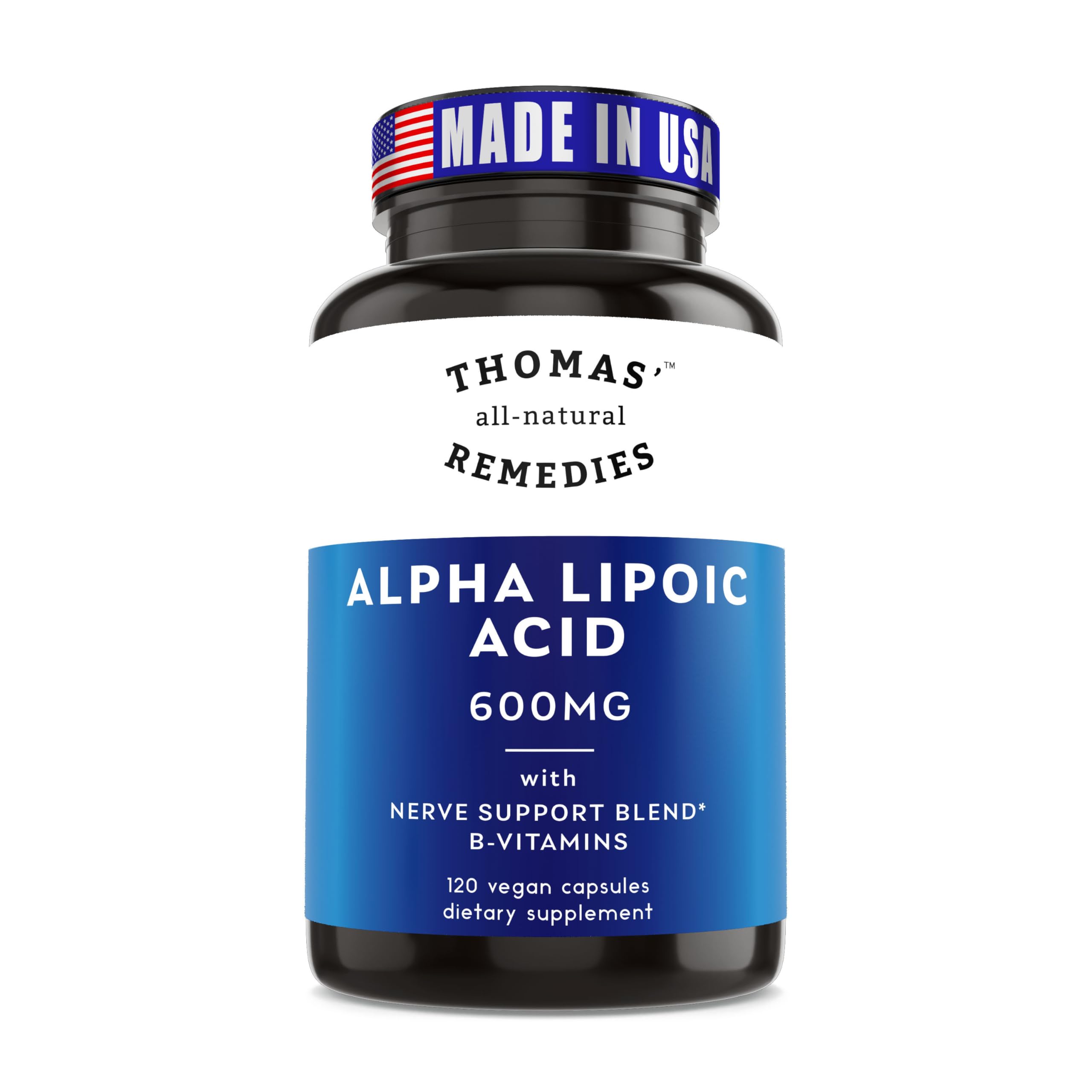Alpha Lipoic Acid 600mg, 120 Capsules with B-Vitamins, Vegan, No fillers