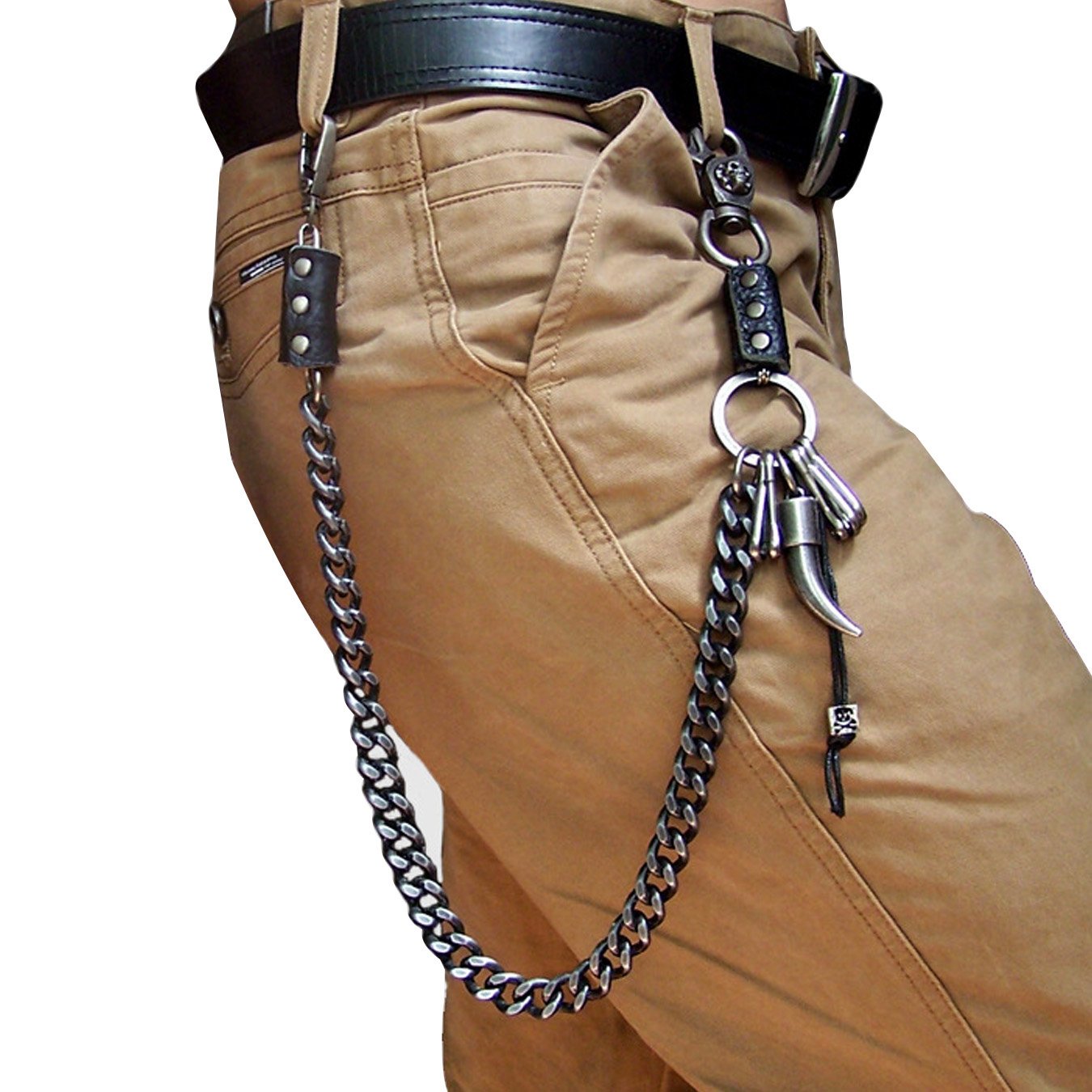 Chaîne De Pantalon Punk – Unisexe, Longueur 45 Cm, Métal Argenté, Motif Tête De Mort