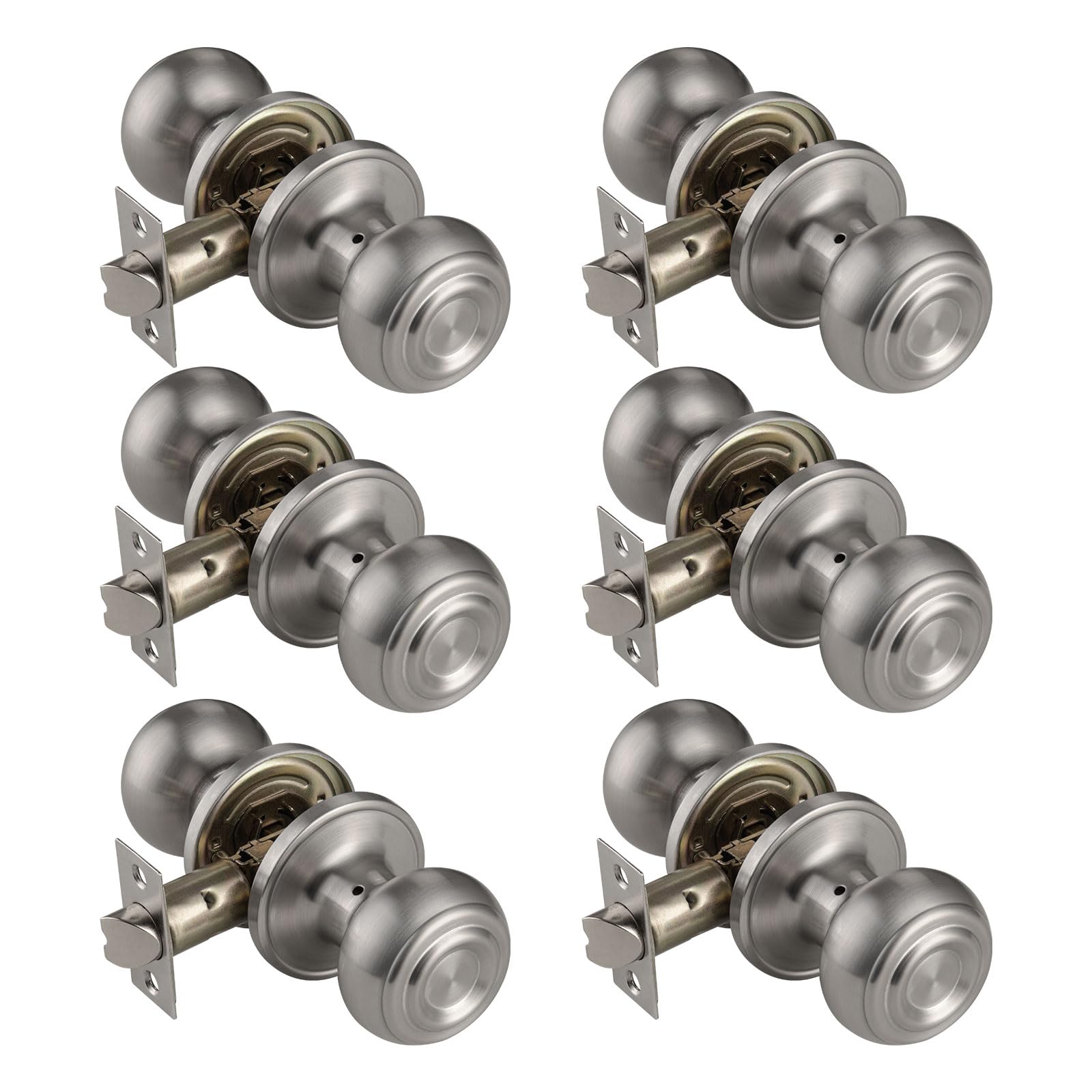 Black Door Knobs with Lock - 6 Pack for Bathrooms & Bedrooms -9 Black Door Knobs with Lock - 6 Pack for Bathrooms & Bedrooms -9