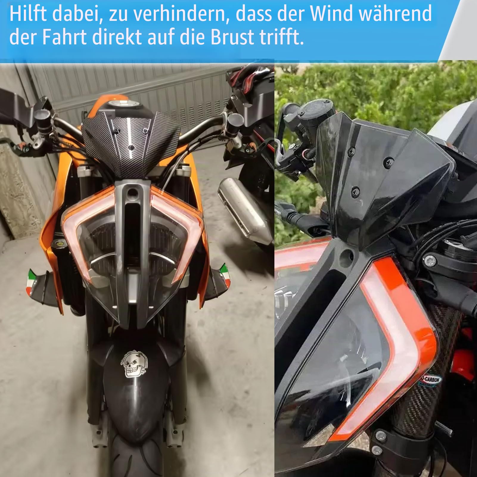 Motorrad Windschutzscheibe Windschutz Windabweiser Flyscreen Frontverkleidung Visier Visier fit for K&T&M 1290 SUPER Duke R 20-24 1290 SUPER Duke RR21-24/EVO 22-24 (Schwarzer Rauch)