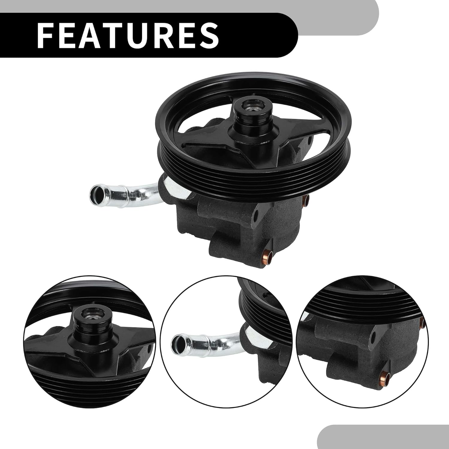 Car Power Steering Pump with Pulley for Ford Expedition 2001-2002 for Ford F150 1997-2005 Power Assist Pump Replacement DAY20282
