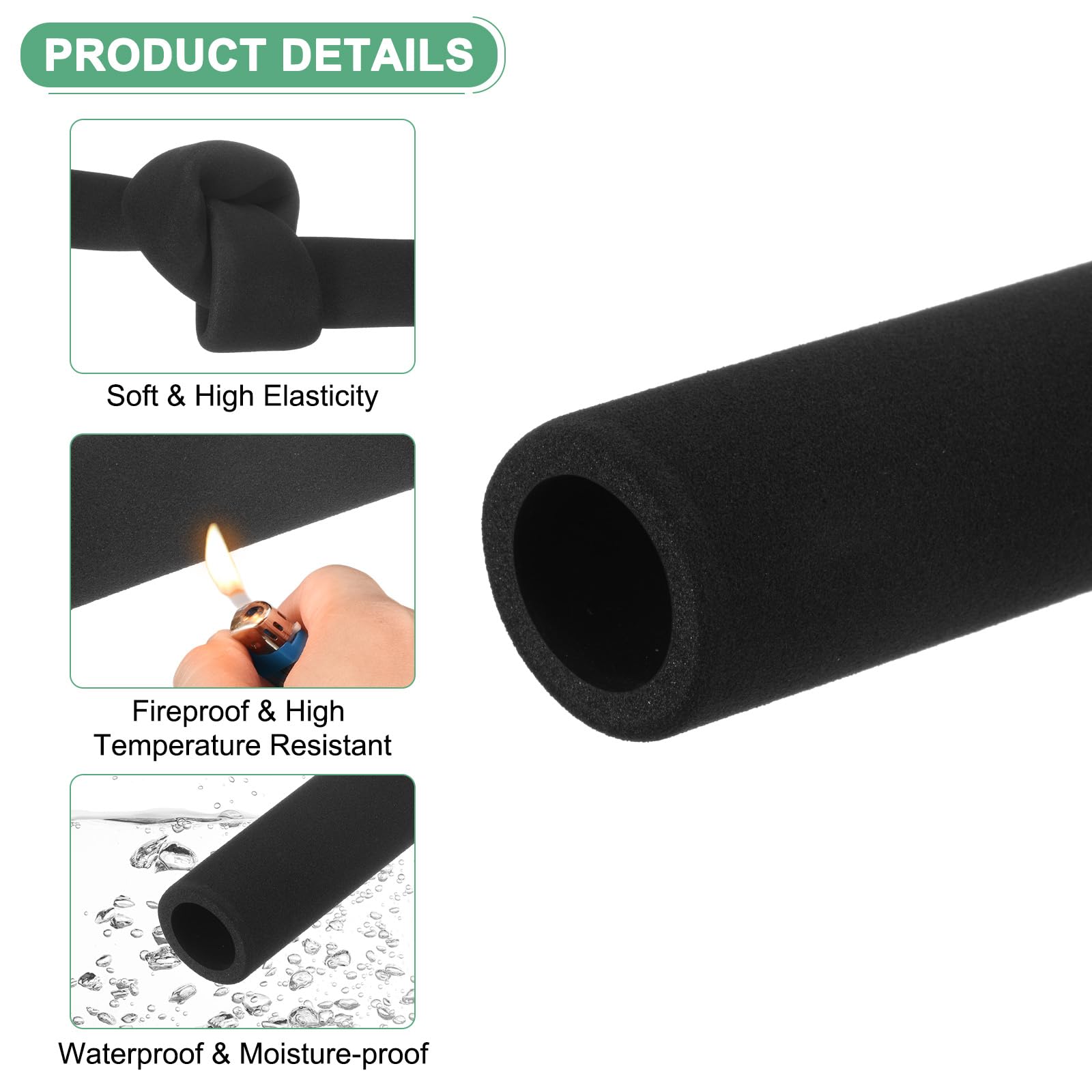 M METERXITY 4-Pack Pipe Insulation Foam Tube, 22mm 7/8" ID 32mm OD