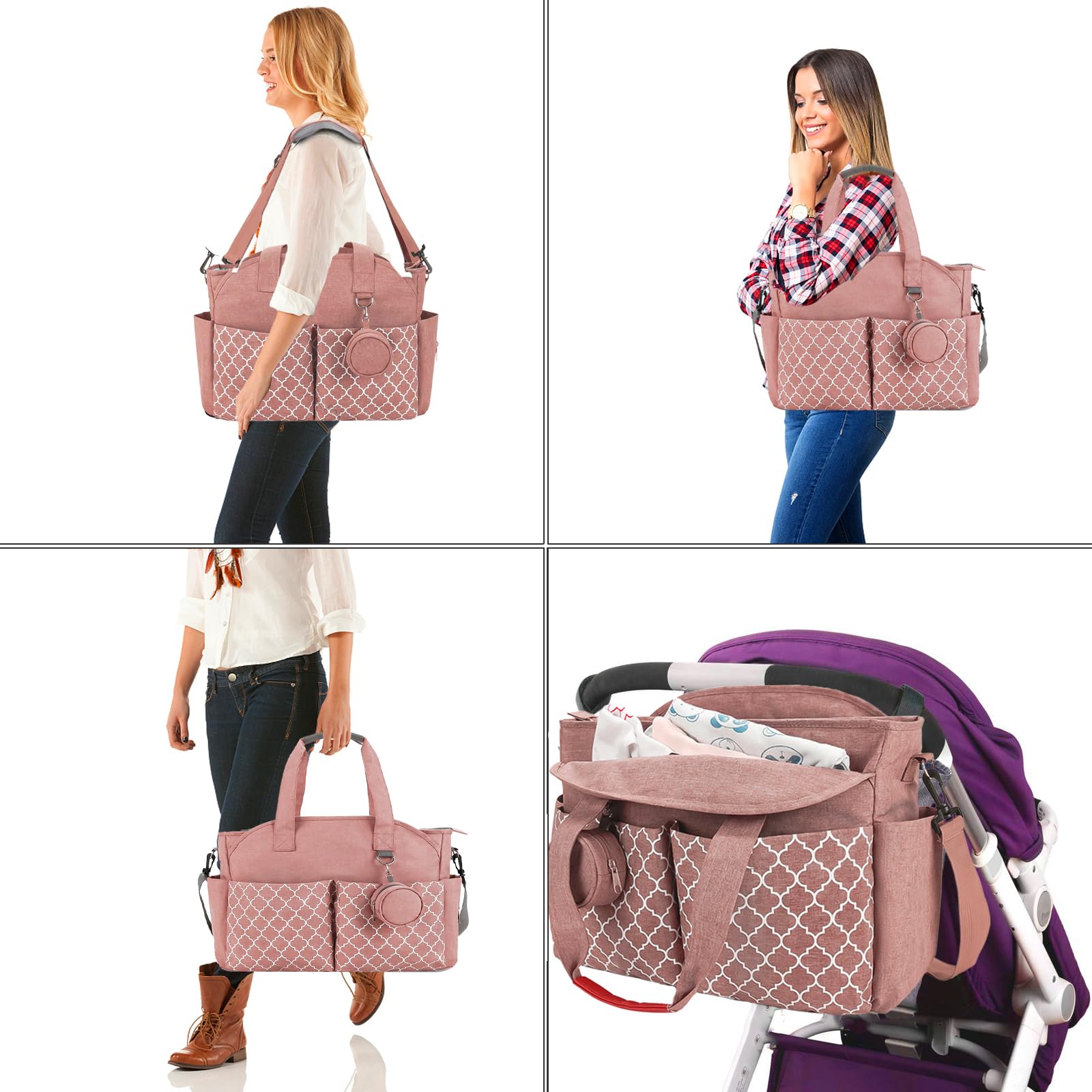 Sac à Langer Bébé Multifonction, 13 Poches Grande Capacité, Sac Maternité Imperméable Bandoulière, Sac pour Poussette avec Trousse Tétine, Sac de Voyage pour Maman et Papa