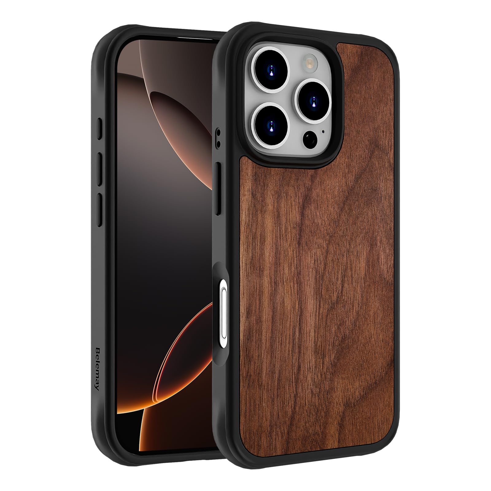Coque en bois iPhone 16 Pro Belemay MagSafe antichoc - 8