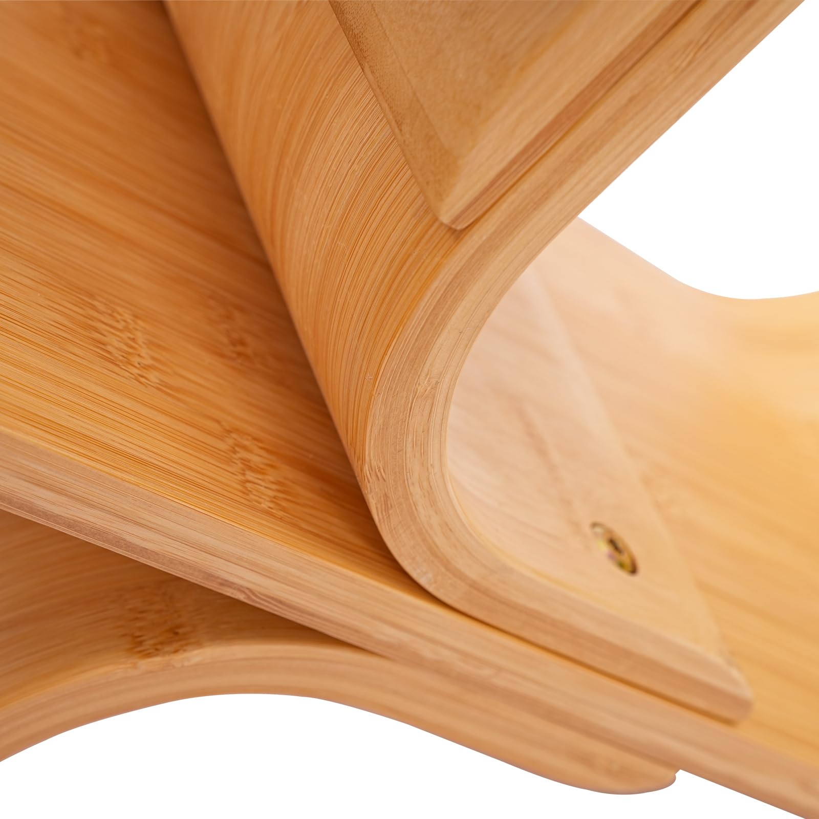 Librería de bambú de 5 niveles para el suelo, estantería moderna de pie, estantería curvada creativa, estantería de árbol curvada de bambú curvado para el hogar, salón, esquina, dormitorio
