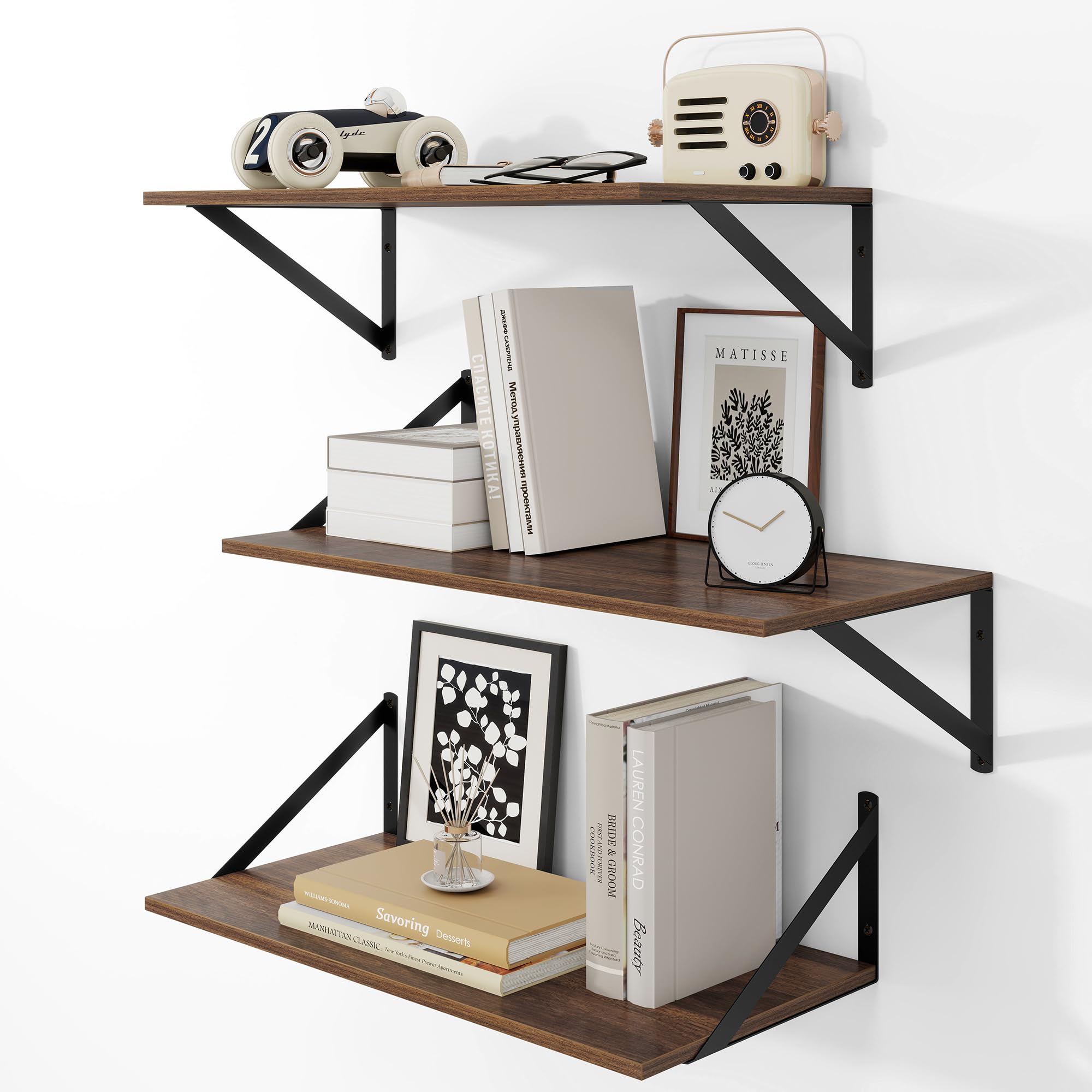 Heimlove Black Floating Shelves - Set of 2 -8