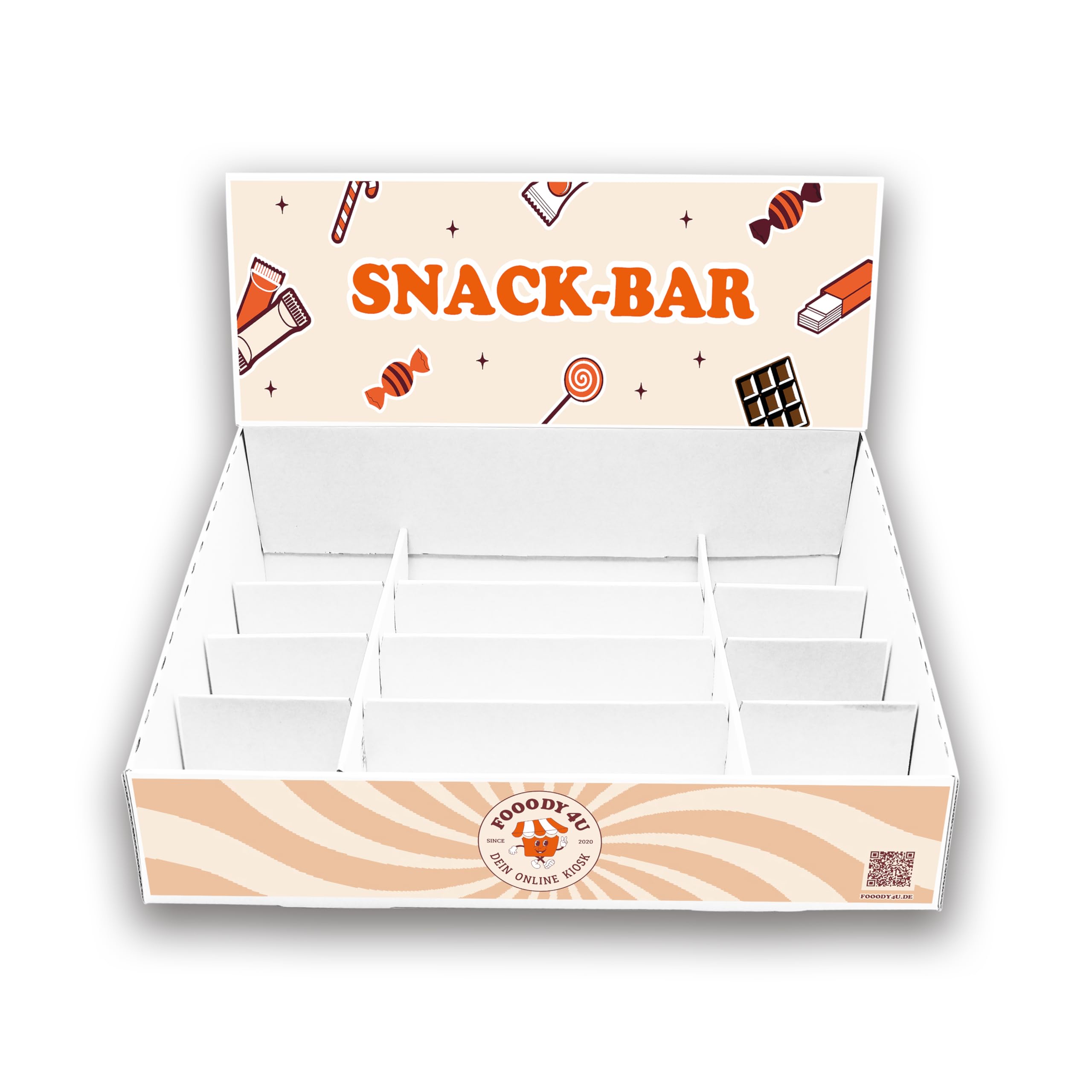 Fooody4u Snack-Bar mit über 100 Artikeln | Candy-Bar | Snack-Box | Aufsteller