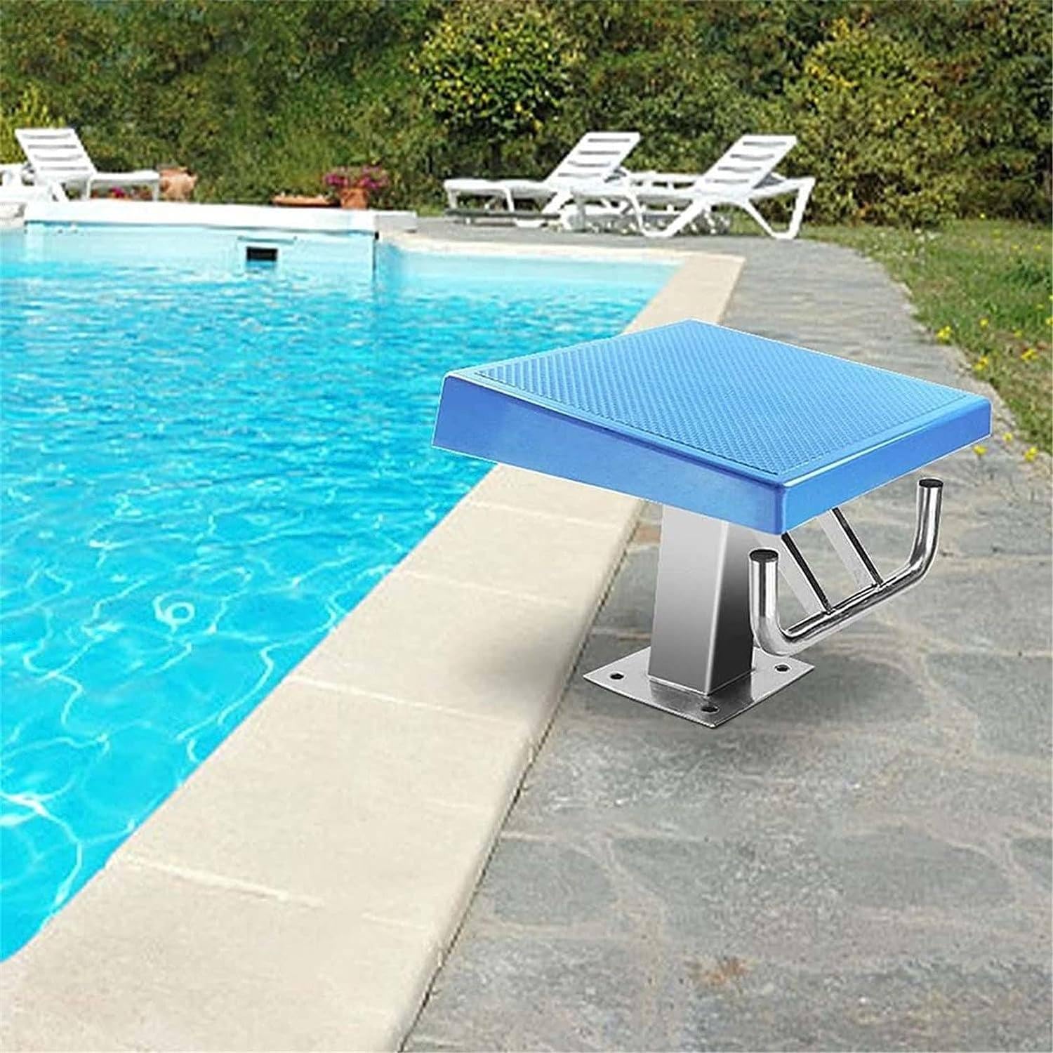 Plongeoir robuste en acier inoxydable pour piscines - Plateforme de saut antidérapante, natation intérieure, taille B - Idéal pour la pratique et l'entraînement au plongeon en toute sécurité