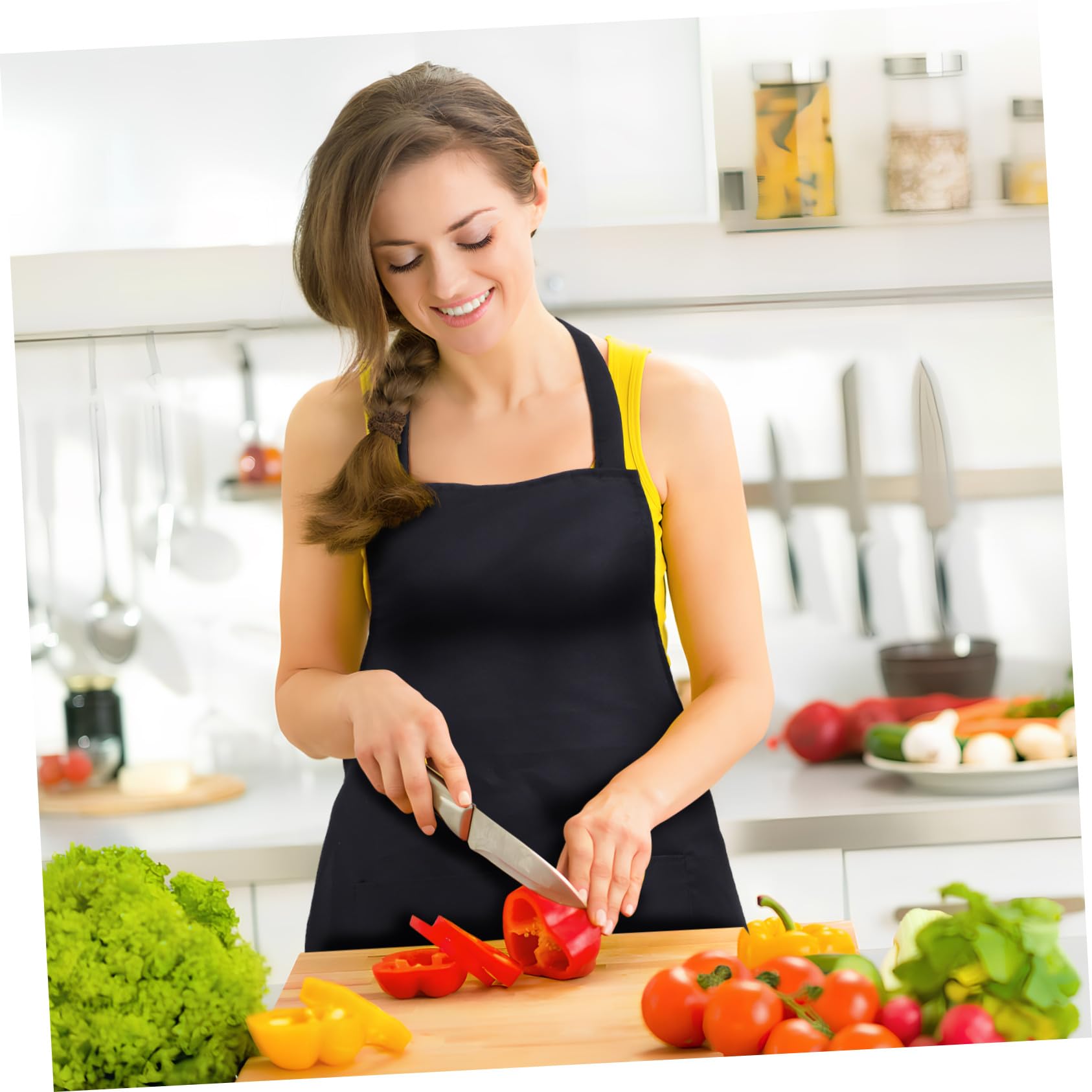 ERINGOGO 12 Piezas Delantales de Cocina Unisex con Bolsillo Frontal Protectores Ligeros para Adultos Aptos para Jardinería y Pintura