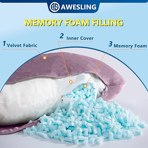 Miniatura 4 de Almohada corporal de espuma viscoelástica triturada, almohadas de embarazo para dormir, almohada de maternidad para mujeres embarazadas, almohada
