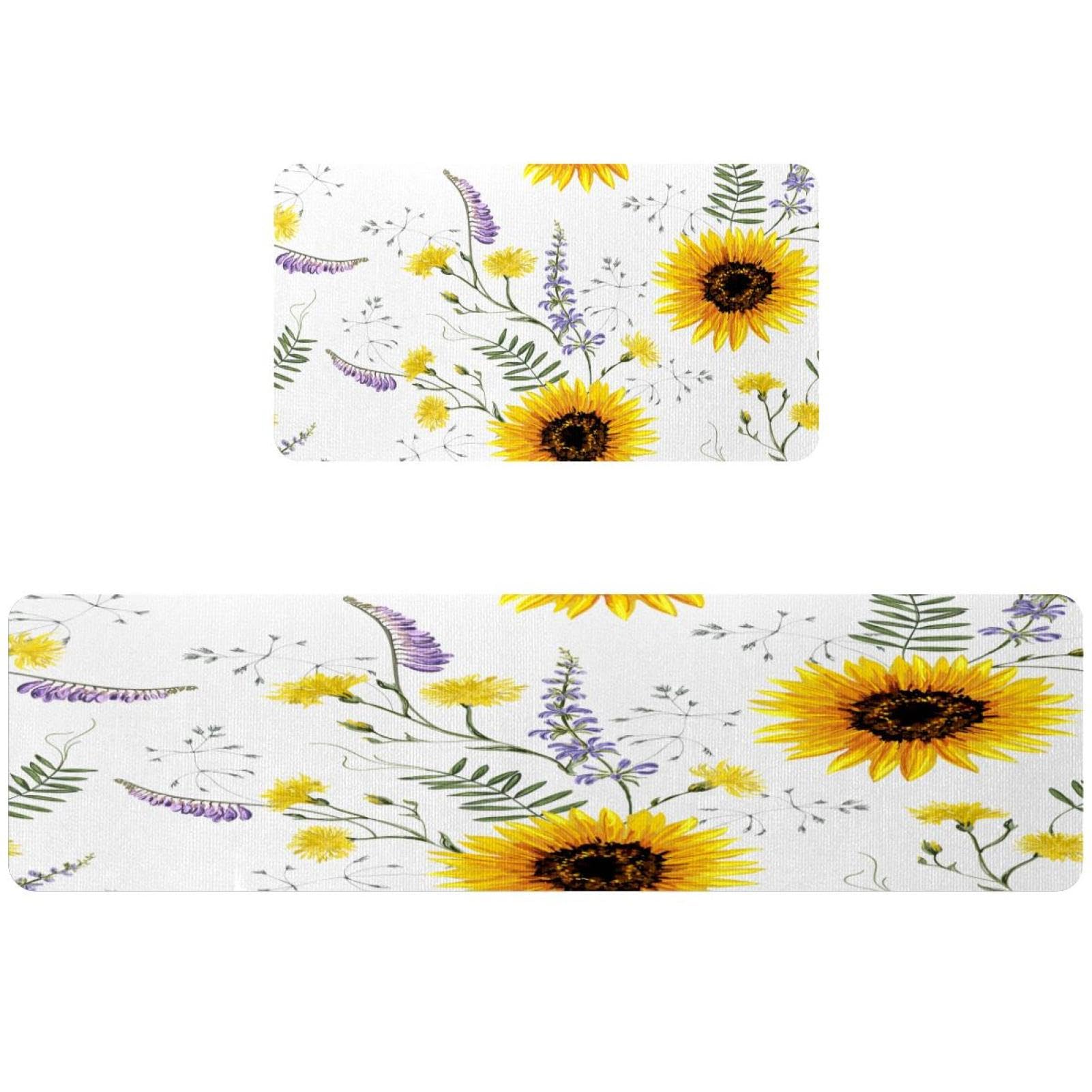 Lot de 2 tapis de cuisine de qualité supérieure, design floral élégant