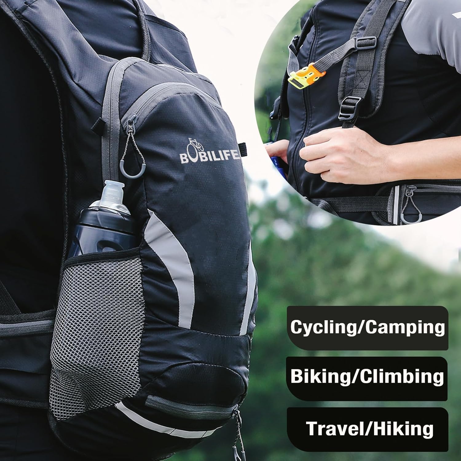 Bicycle Cycling Backpack - Water Resistant Biking and Bike Commuter Lightweight Backpack with Helmet Mesh Holder, Men and Women - Image 6