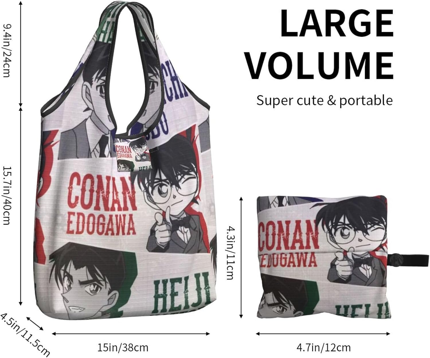 [Tioebnd] コナン 軽量片肩掛けコンビニエンスバッグ 大容量 折りたたみ ショルダーバッグ メンズ レディース 通勤通学